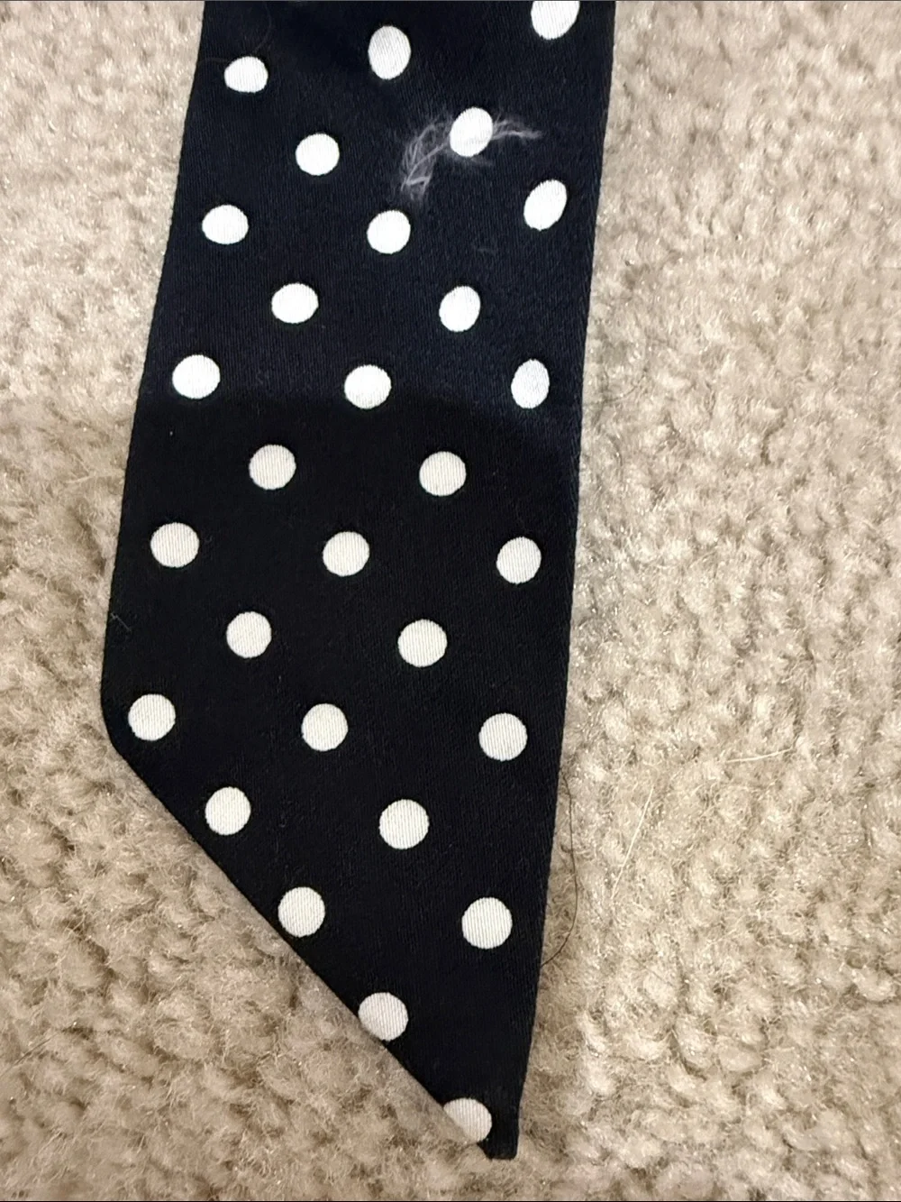 Black and White Polka Dot Hair Scarf - Women Accessories / belt